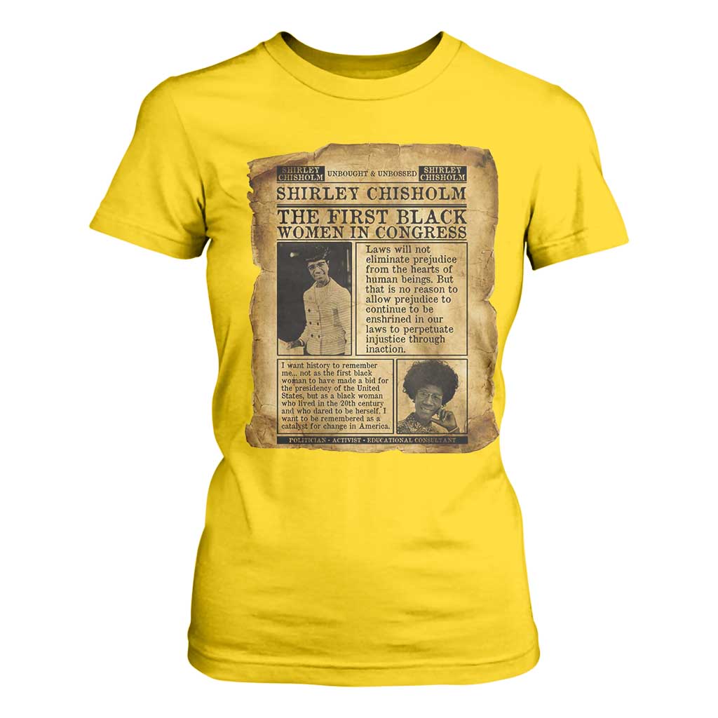 Vintage Newspaper Shirley Chisholm T Shirt For Women First Black Woman In Congress TS12 Daisy Print Your Wear