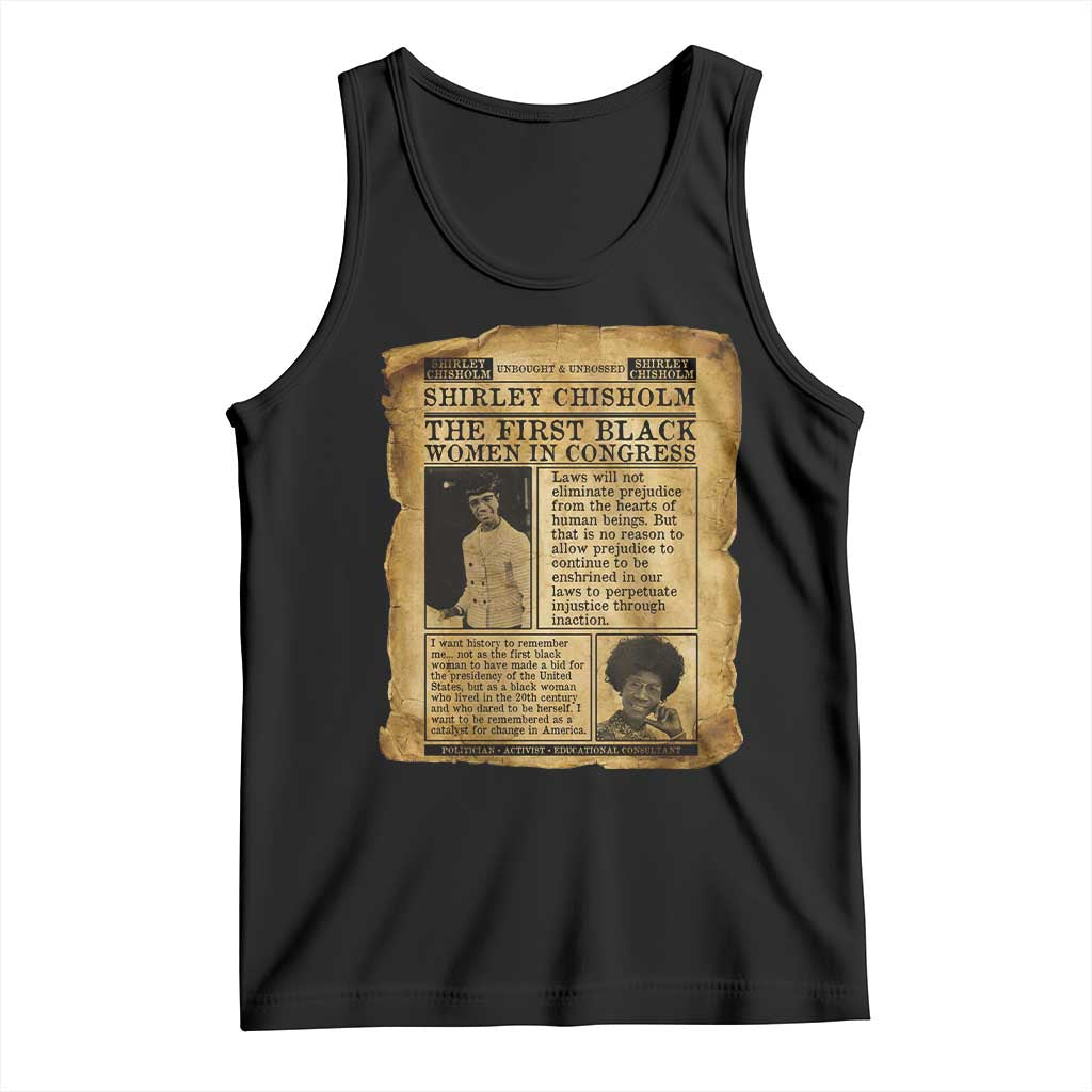 Vintage Newspaper Shirley Chisholm Tank Top First Black Woman In Congress TS12 Black Print Your Wear