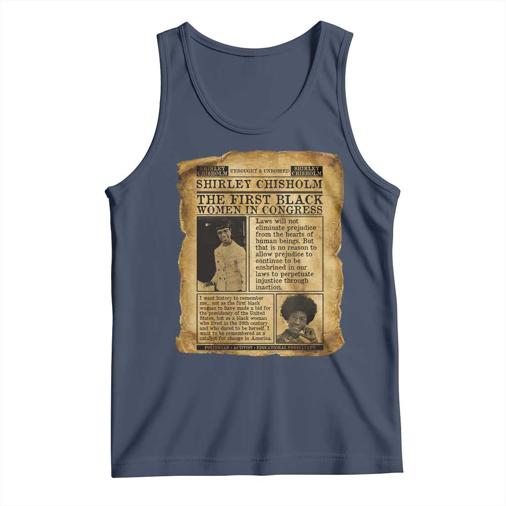 Vintage Newspaper Shirley Chisholm Tank Top First Black Woman In Congress TS12 Navy Print Your Wear