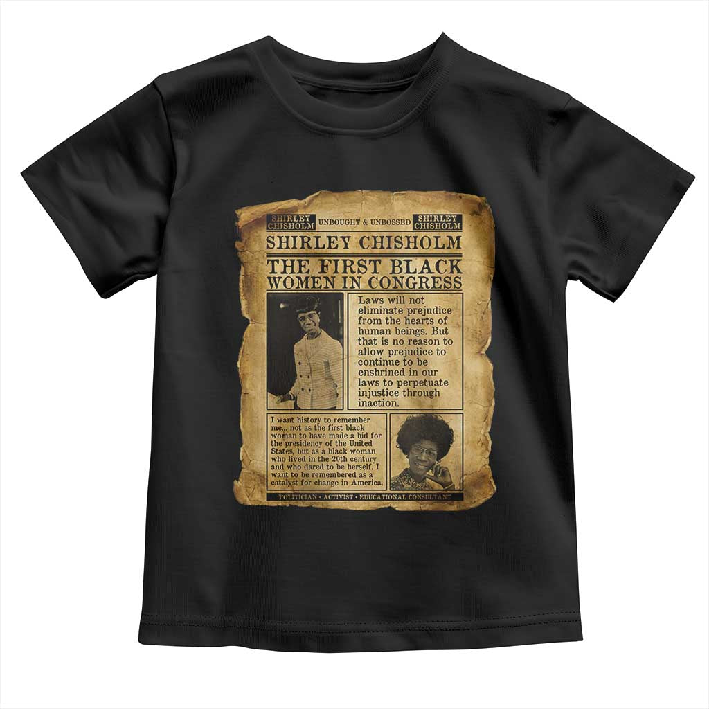 Vintage Newspaper Shirley Chisholm Toddler T Shirt First Black Woman In Congress TS12 Black Print Your Wear