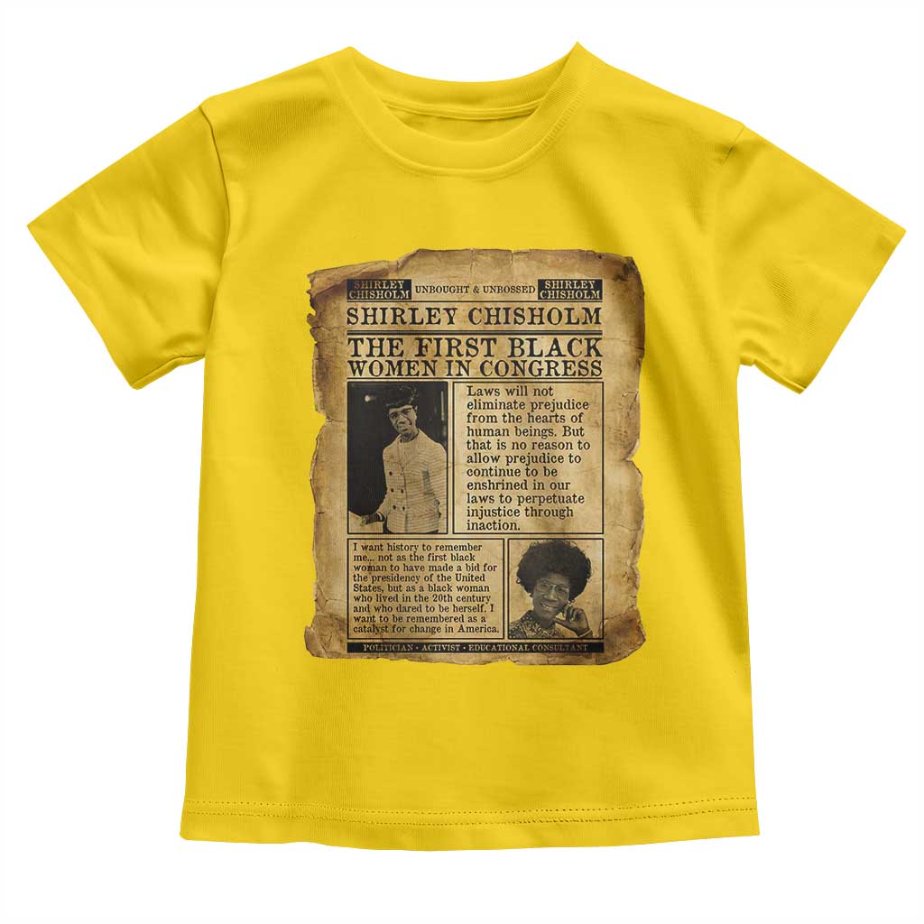 Vintage Newspaper Shirley Chisholm Toddler T Shirt First Black Woman In Congress TS12 Daisy Print Your Wear