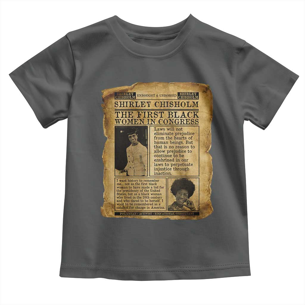 Vintage Newspaper Shirley Chisholm Toddler T Shirt First Black Woman In Congress TS12 Dark Heather Print Your Wear