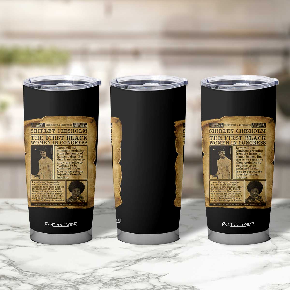 Vintage Newspaper Shirley Chisholm Tumbler Cup First Black Woman In Congress TS12 Print Your Wear