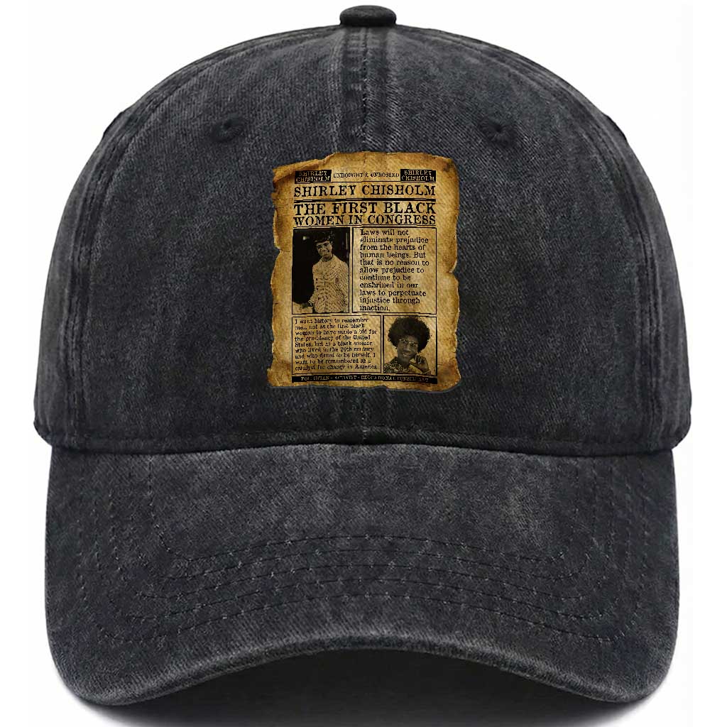 Vintage Newspaper Shirley Chisholm Washed Cotton Baseball Cap First Black Woman In Congress TS12 Print Your Wear