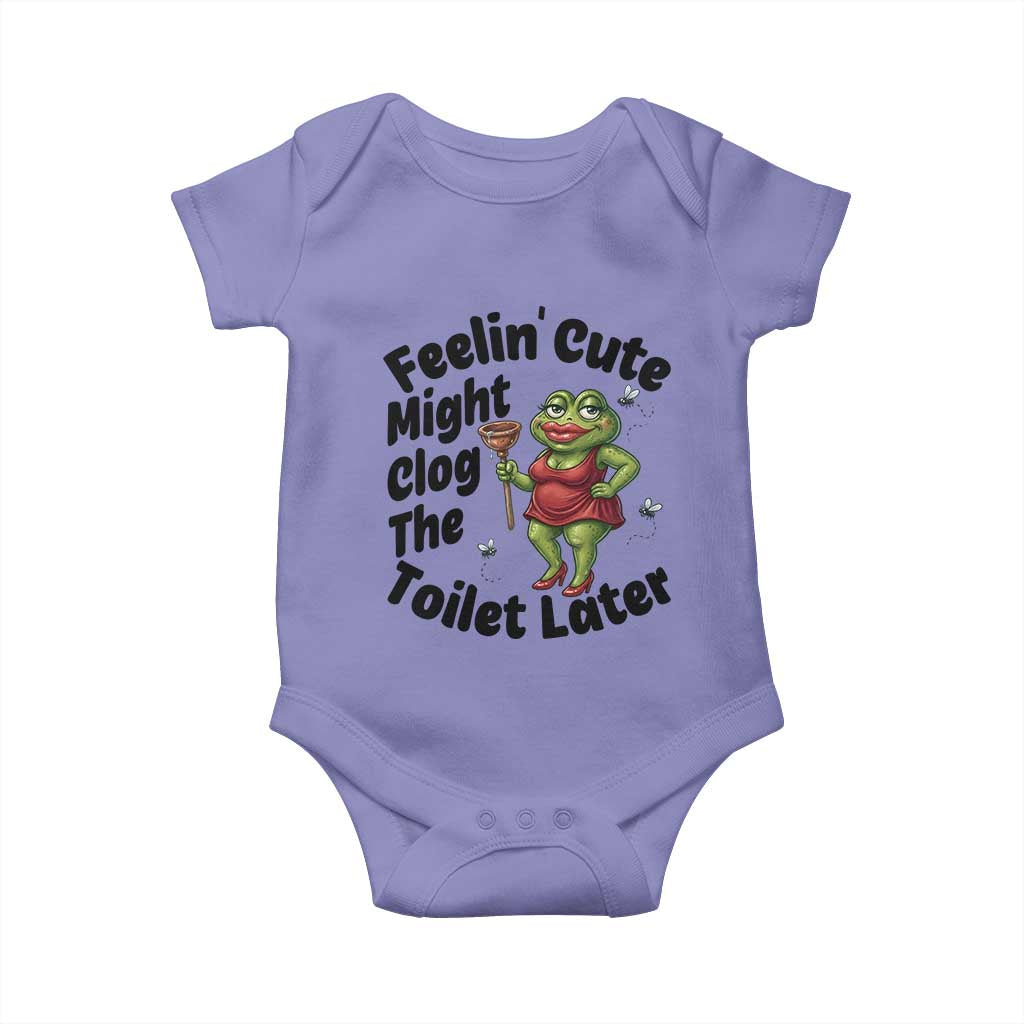 Funny Frog Bathroom Jokes Baby Onesie Feeling Cute Might Clog The Toilet Later TS12 Violet Print Your Wear
