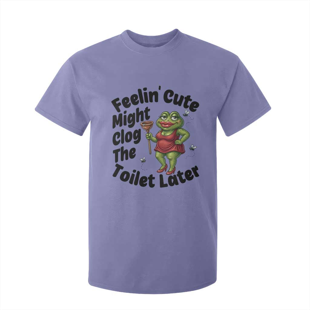 Funny Frog Bathroom Jokes T Shirt For Kid Feeling Cute Might Clog The Toilet Later TS12 Violet Print Your Wear