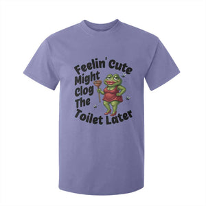 Funny Frog Bathroom Jokes T Shirt For Kid Feeling Cute Might Clog The Toilet Later TS12 Violet Print Your Wear