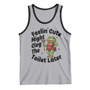 Funny Frog Bathroom Jokes Tank Top Feeling Cute Might Clog The Toilet Later TS12 Athletic Heather Black Print Your Wear