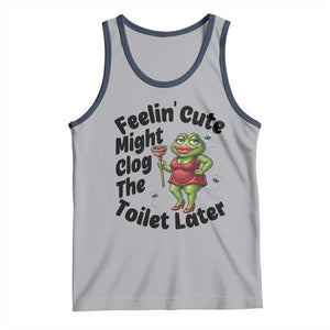 Funny Frog Bathroom Jokes Tank Top Feeling Cute Might Clog The Toilet Later TS12 Athletic Heather Navy Print Your Wear