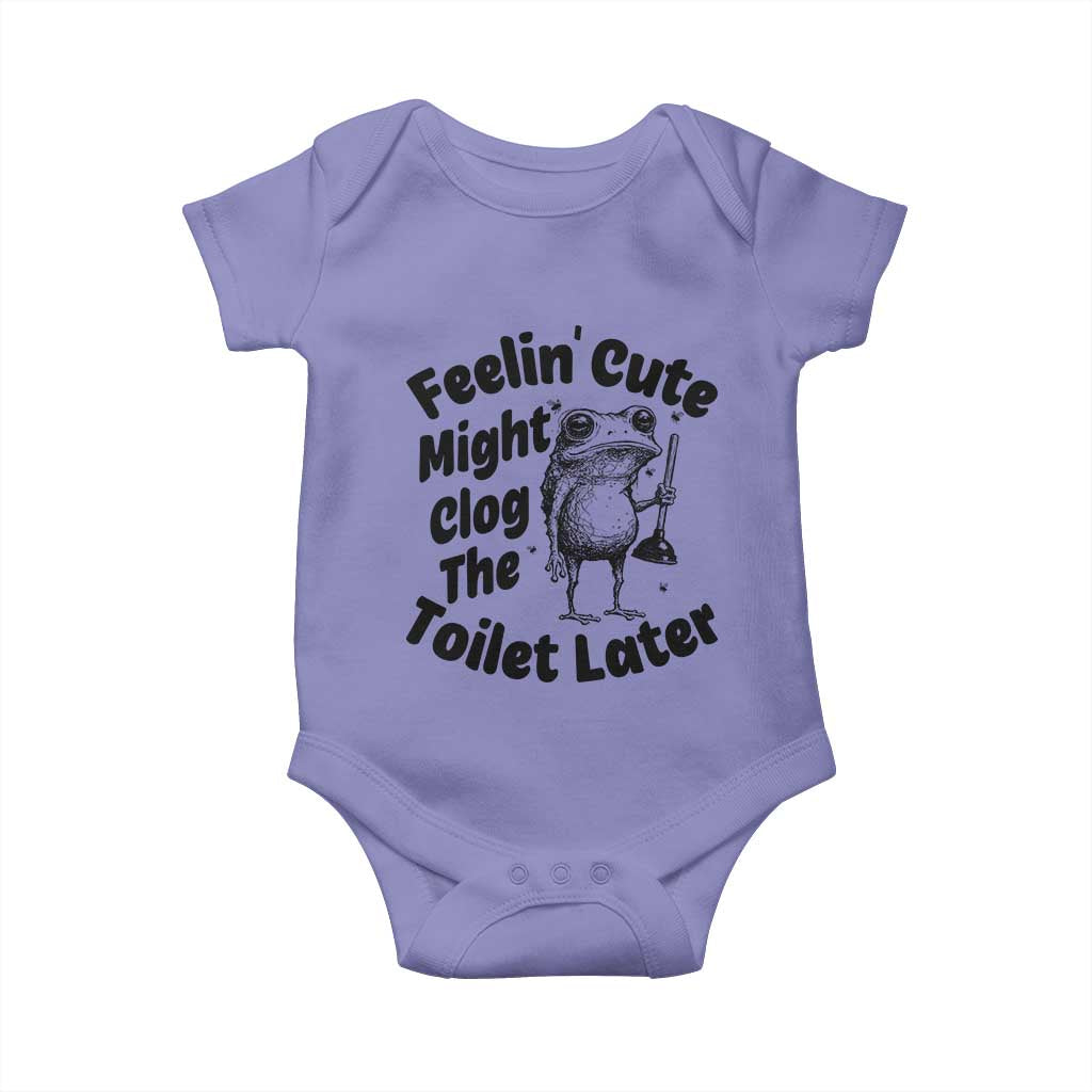Funny Plumber Frog Gift Baby Onesie Feeling Cute Might Clog The Toilet Later TS12 Violet Print Your Wear