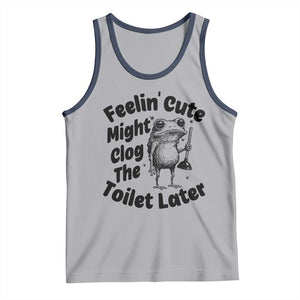 Funny Plumber Frog Gift Tank Top Feeling Cute Might Clog The Toilet Later TS12 Athletic Heather Navy Print Your Wear