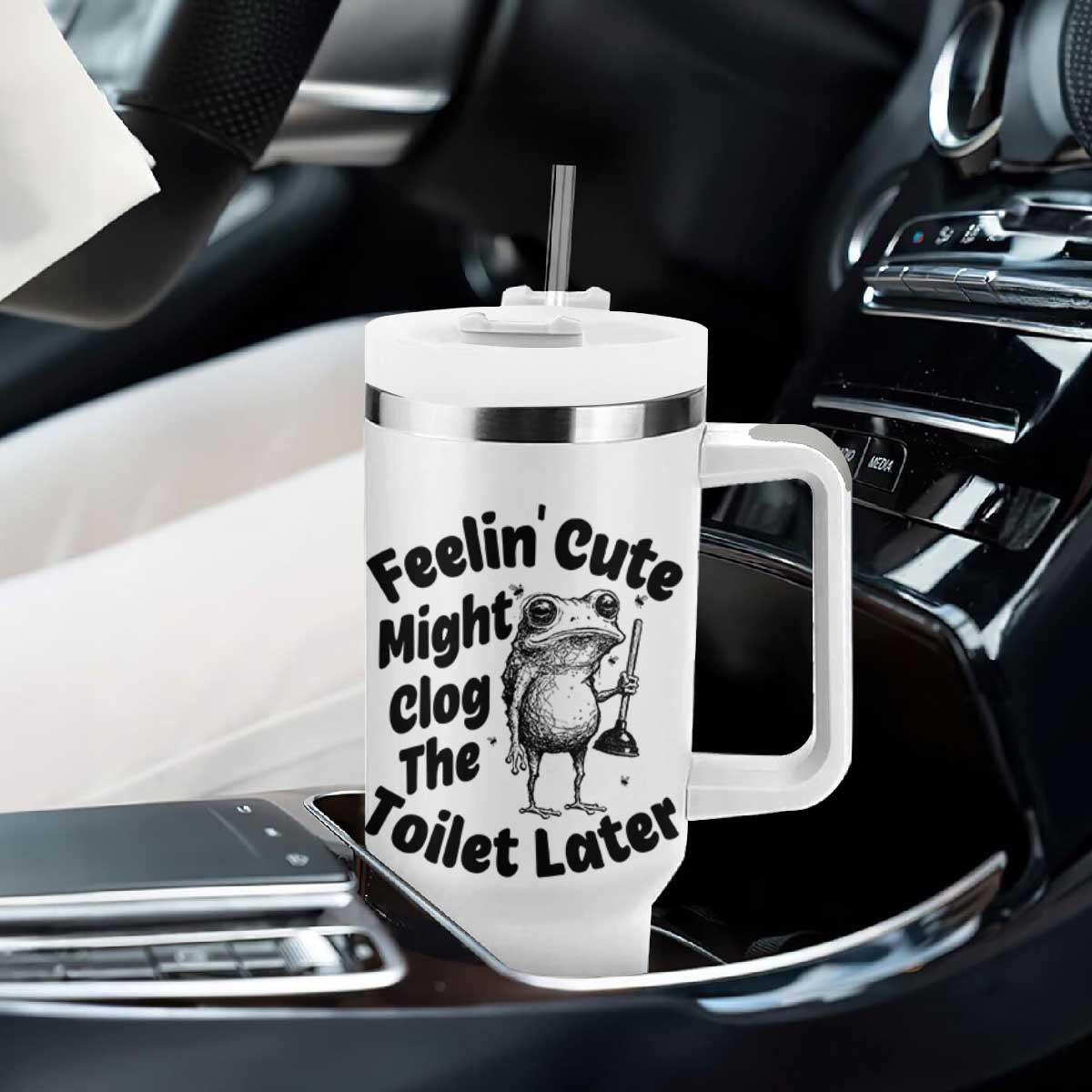 Funny Plumber Frog Gift Tumbler With Handle Feeling Cute Might Clog The Toilet Later TS12 Print Your Wear