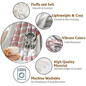 Feeling Cute Might Clog Toilet Later Throw Blanket Funny Raccoon TS12 Print Your Wear