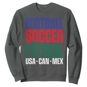 Canada Mexico USA Sweatshirt Football Fan Gift TS12 Dark Heather Print Your Wear