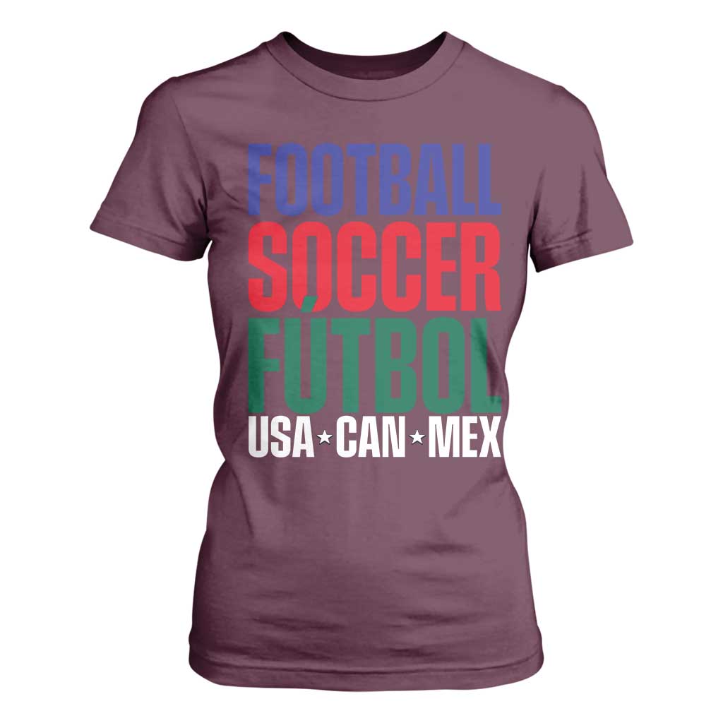 Canada Mexico USA T Shirt For Women Football Fan Gift TS12 Maroon Print Your Wear