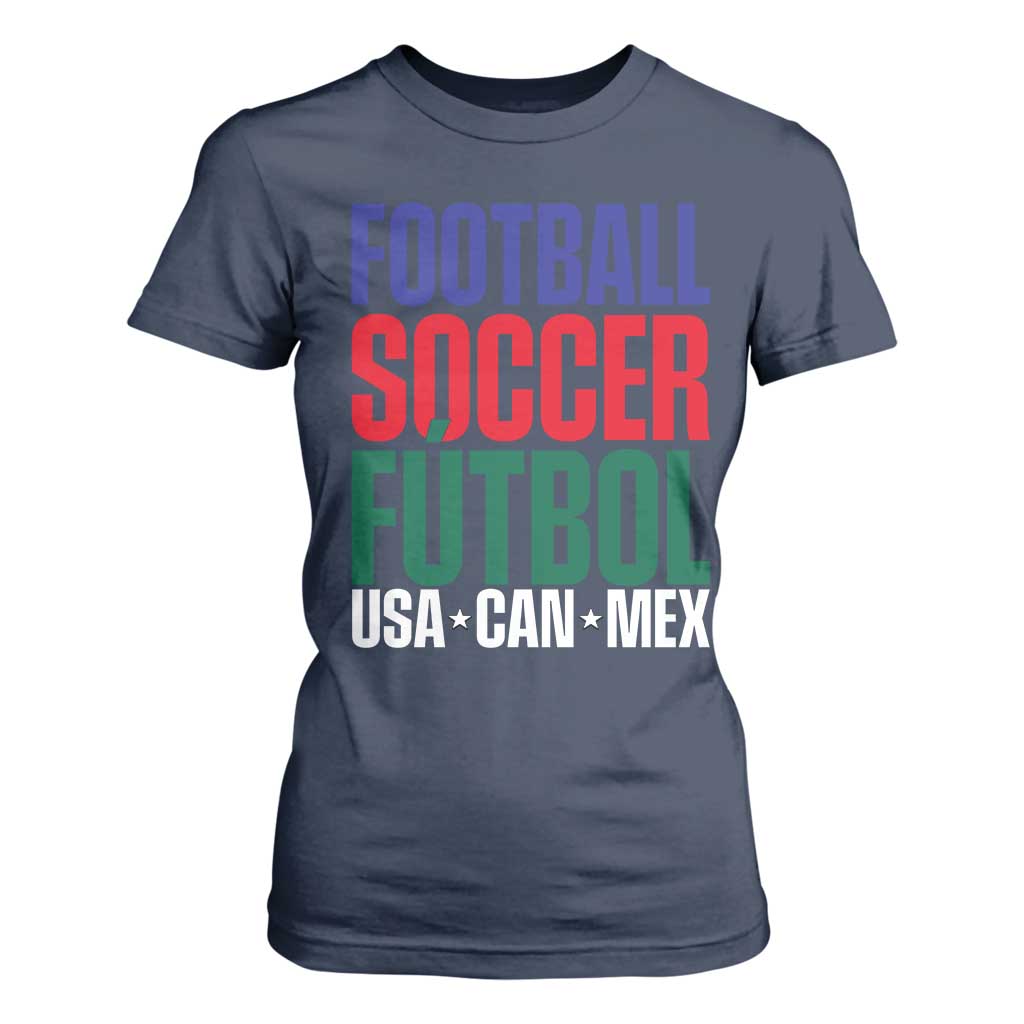Canada Mexico USA T Shirt For Women Football Fan Gift TS12 Navy Print Your Wear