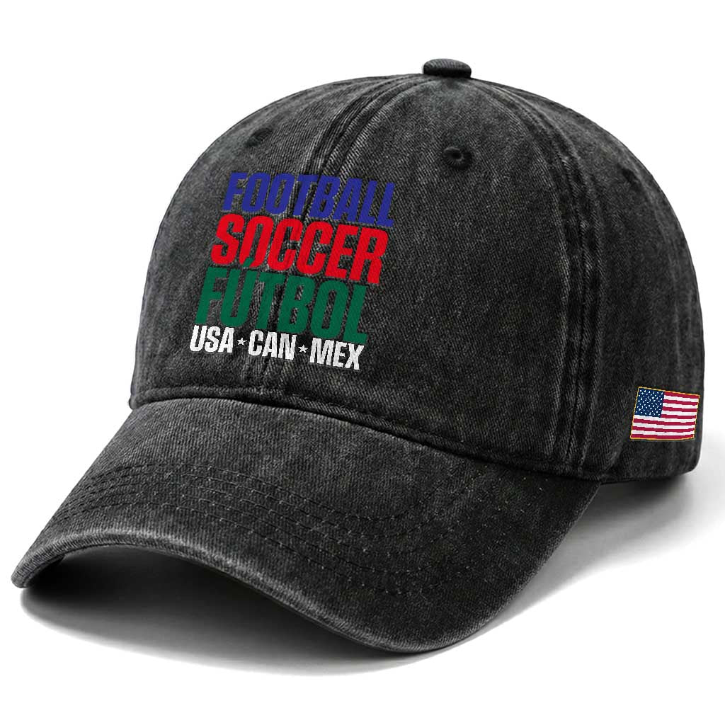 Canada Mexico USA Washed Cotton Baseball Cap Football Fan Gift TS12 Print Your Wear
