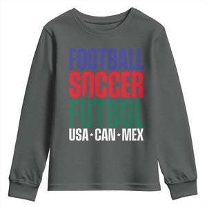 Canada Mexico USA Youth Sweatshirt Football Fan Gift TS12 Dark Heather Print Your Wear