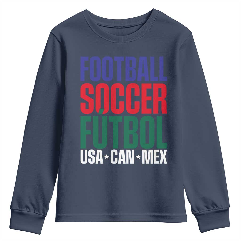 Canada Mexico USA Youth Sweatshirt Football Fan Gift TS12 Navy Print Your Wear