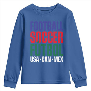 Canada Mexico USA Youth Sweatshirt Football Fan Gift TS12 Royal Blue Print Your Wear