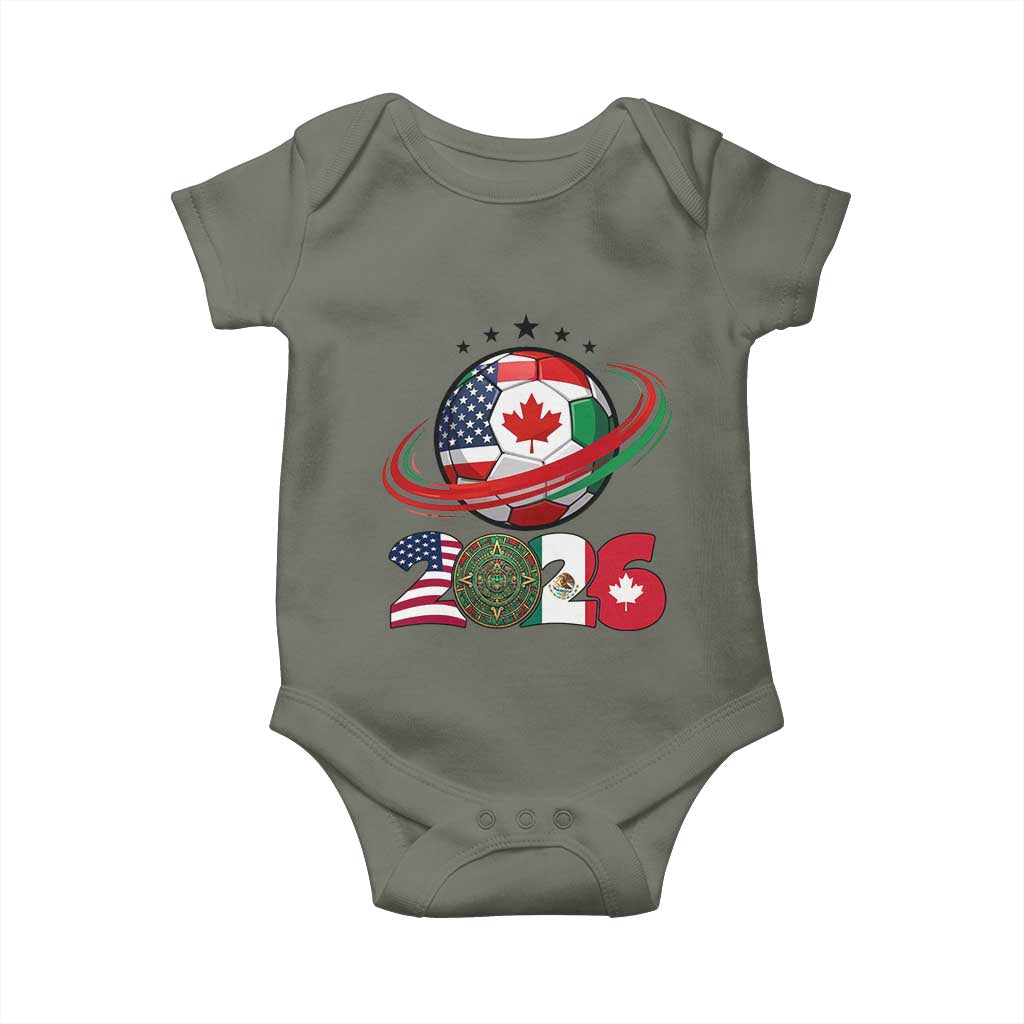 USA Mexico Canada Baby Onesie 2026 Football Fan Gift TS12 Military Green Print Your Wear