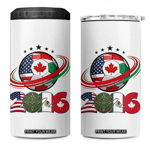 USA Mexico Canada 4 in 1 Can Cooler Tumbler 2026 Football Fan Gift TS12 One Size: 16 oz White Print Your Wear