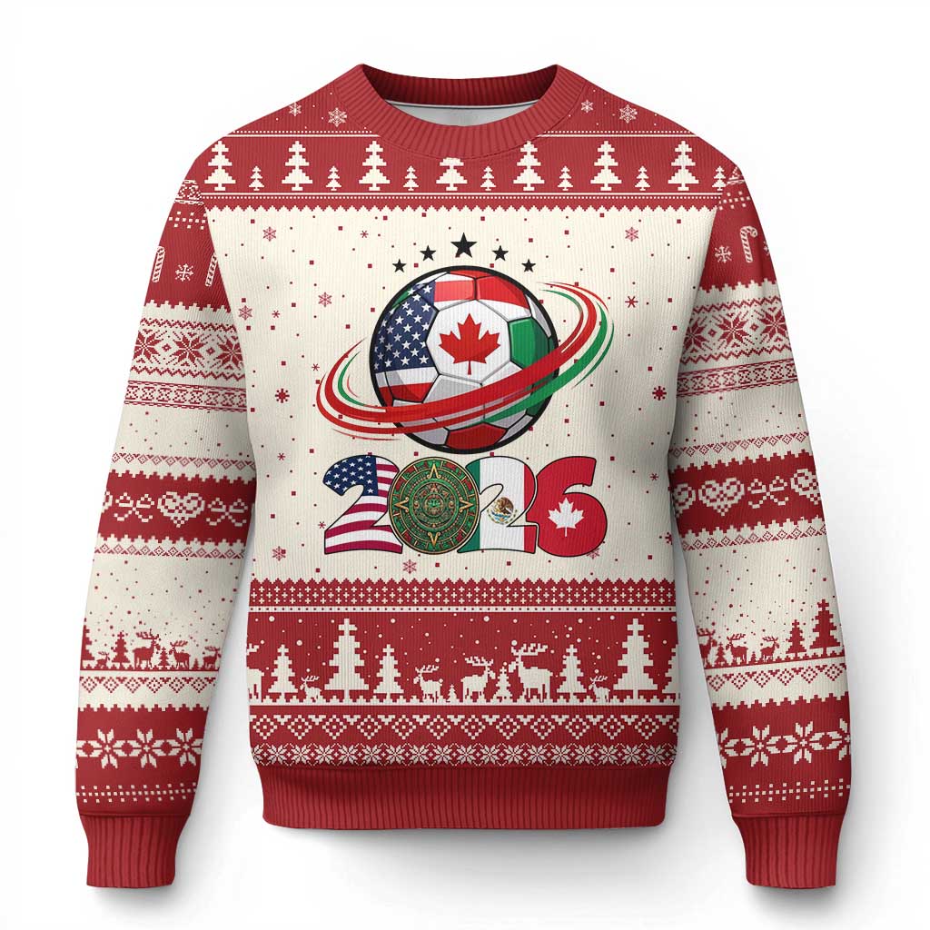 USA Mexico Canada Ugly Christmas Sweater 2026 Football Fan Gift TS12 Beige Red Print Your Wear