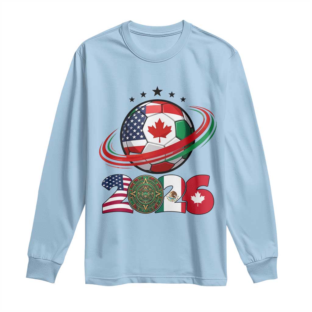 USA Mexico Canada Long Sleeve Shirt 2026 Football Fan Gift TS12 Light Blue Print Your Wear