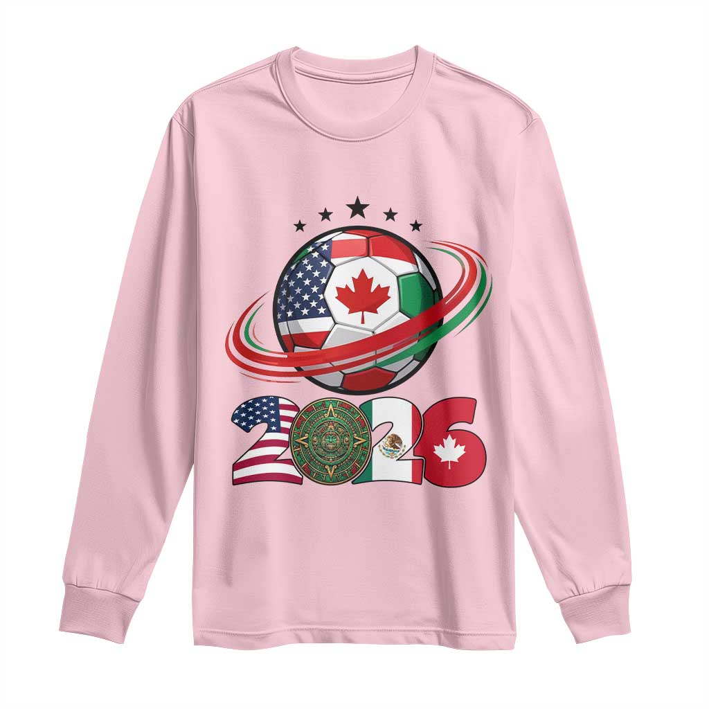 USA Mexico Canada Long Sleeve Shirt 2026 Football Fan Gift TS12 Light Pink Print Your Wear