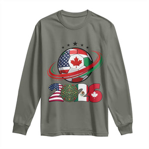 USA Mexico Canada Long Sleeve Shirt 2026 Football Fan Gift TS12 Military Green Print Your Wear