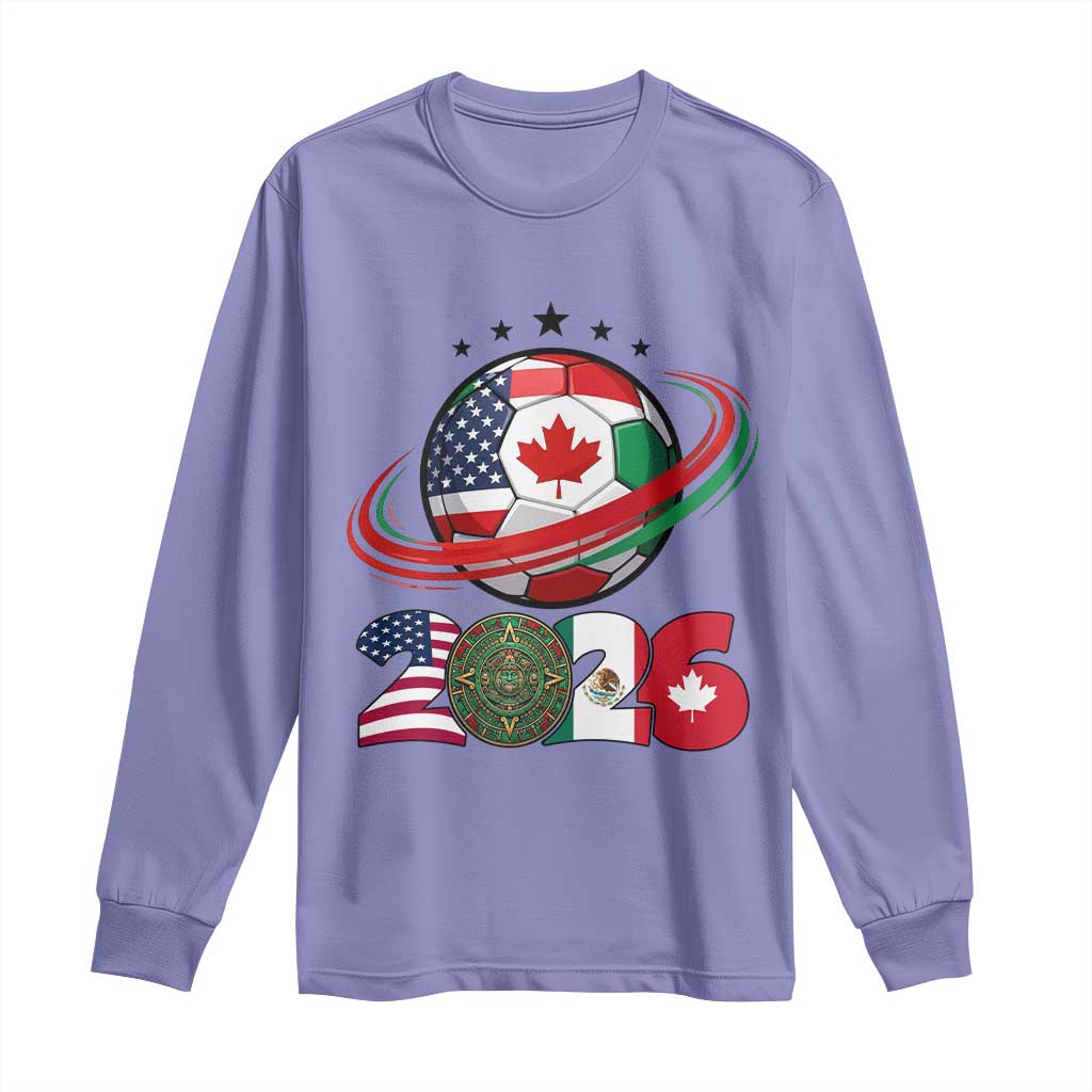 USA Mexico Canada Long Sleeve Shirt 2026 Football Fan Gift TS12 Violet Print Your Wear