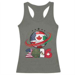 USA Mexico Canada Racerback Tank Top 2026 Football Fan Gift TS12 Military Green Print Your Wear