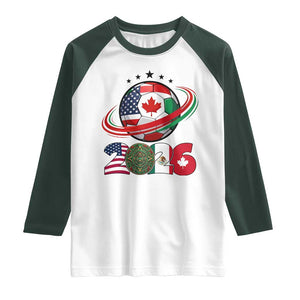 USA Mexico Canada Raglan Shirt 2026 Football Fan Gift TS12 White Dark Forest Green Print Your Wear