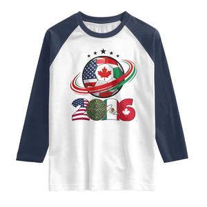 USA Mexico Canada Raglan Shirt 2026 Football Fan Gift TS12 White Navy Print Your Wear