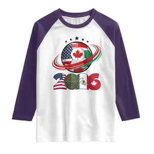 USA Mexico Canada Raglan Shirt 2026 Football Fan Gift TS12 White Purple Print Your Wear
