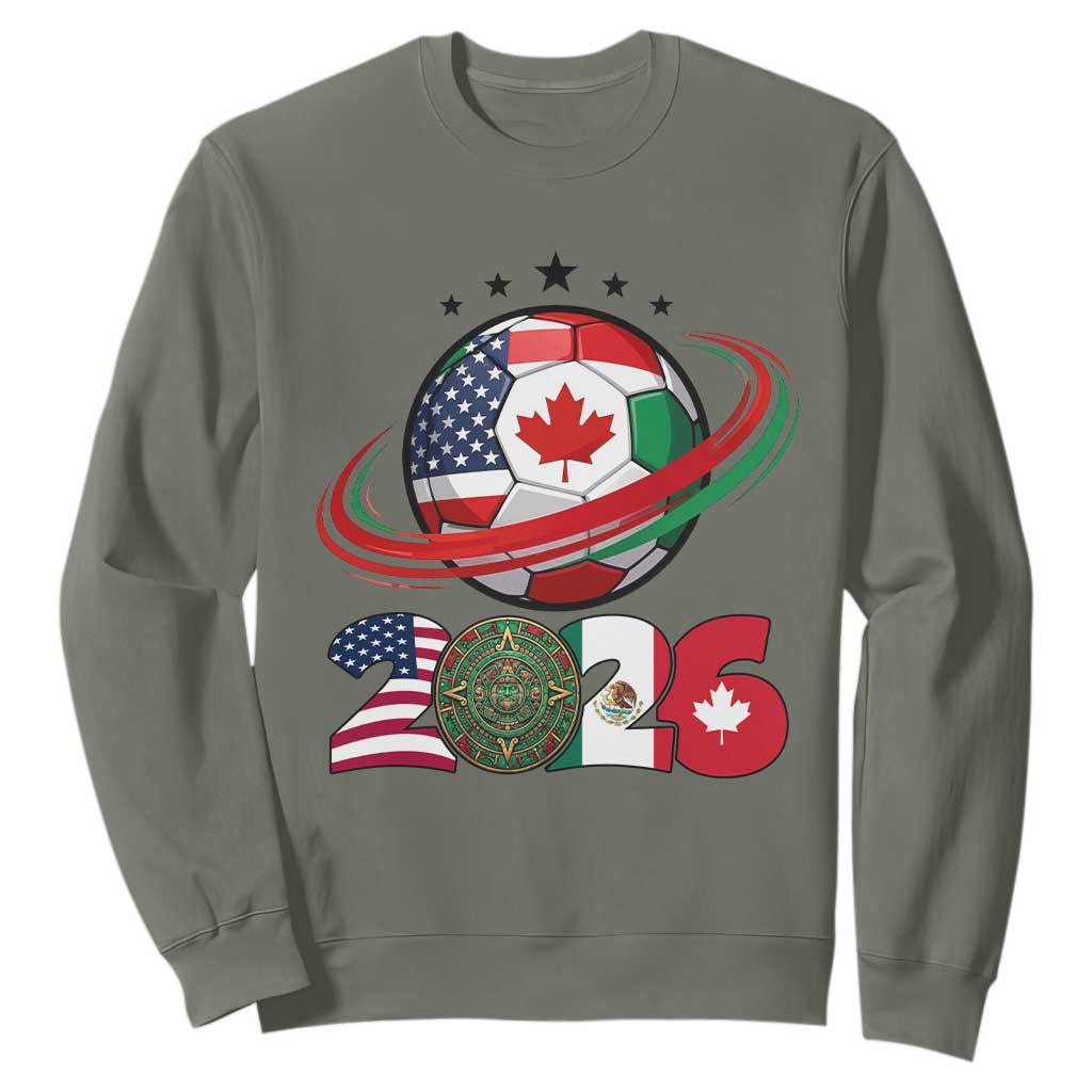 USA Mexico Canada Sweatshirt 2026 Football Fan Gift TS12 Military Green Print Your Wear