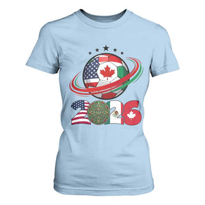 USA Mexico Canada T Shirt For Women 2026 Football Fan Gift TS12 Light Blue Print Your Wear