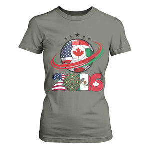 USA Mexico Canada T Shirt For Women 2026 Football Fan Gift TS12 Military Green Print Your Wear