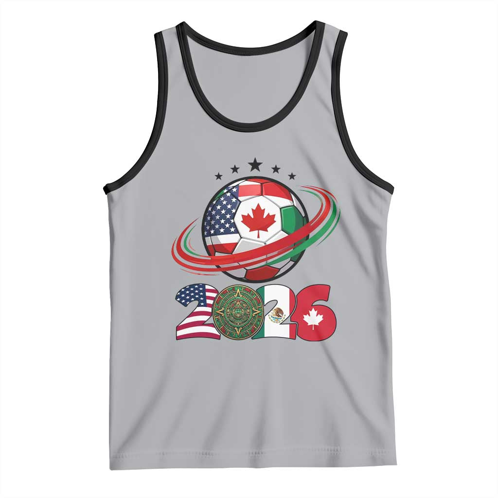 USA Mexico Canada Tank Top 2026 Football Fan Gift TS12 Athletic Heather Black Print Your Wear