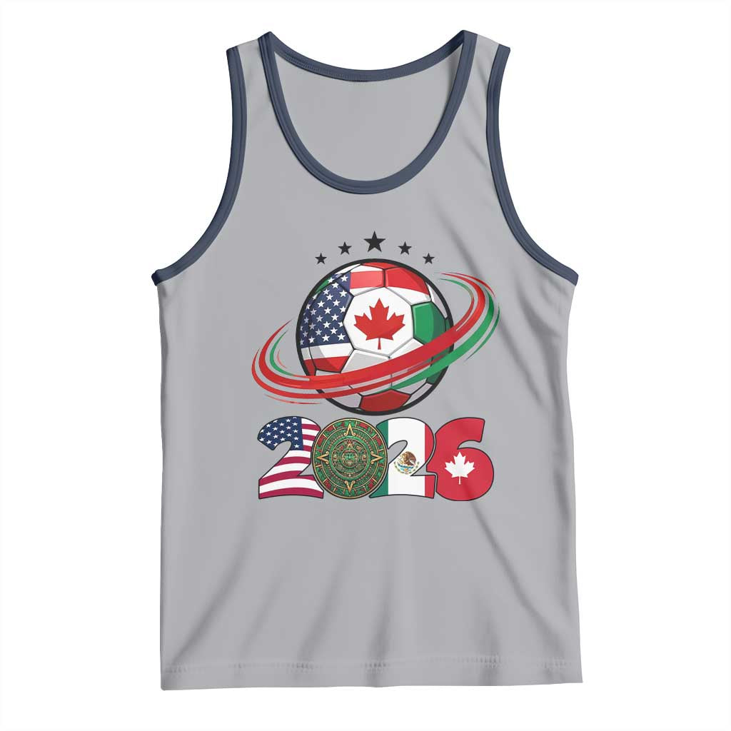 USA Mexico Canada Tank Top 2026 Football Fan Gift TS12 Athletic Heather Navy Print Your Wear