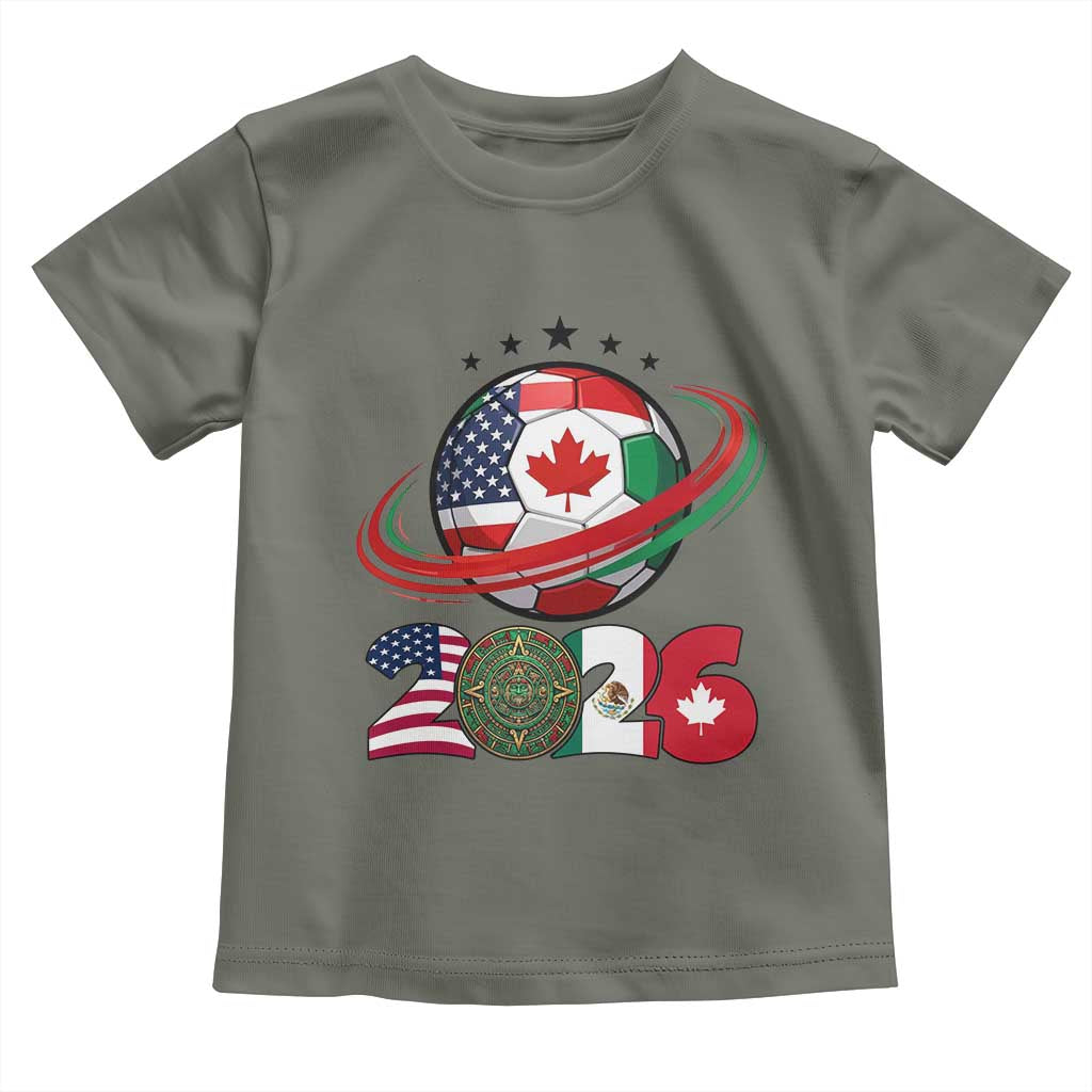 USA Mexico Canada Toddler T Shirt 2026 Football Fan Gift TS12 Military Green Print Your Wear