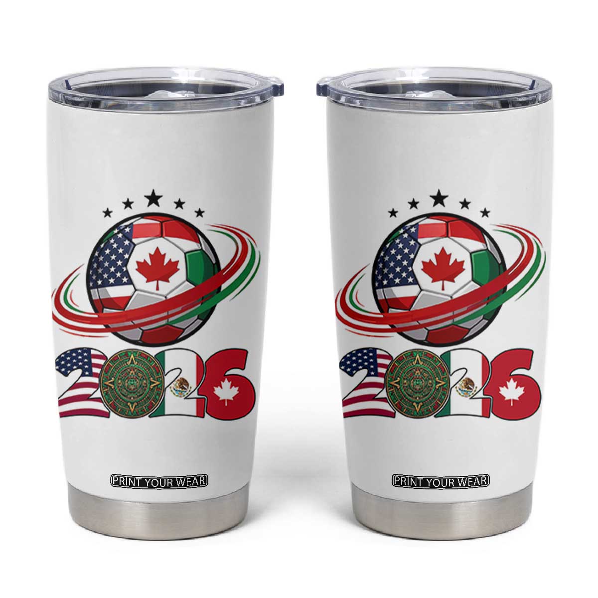 USA Mexico Canada Tumbler Cup 2026 Football Fan Gift TS12 White Print Your Wear