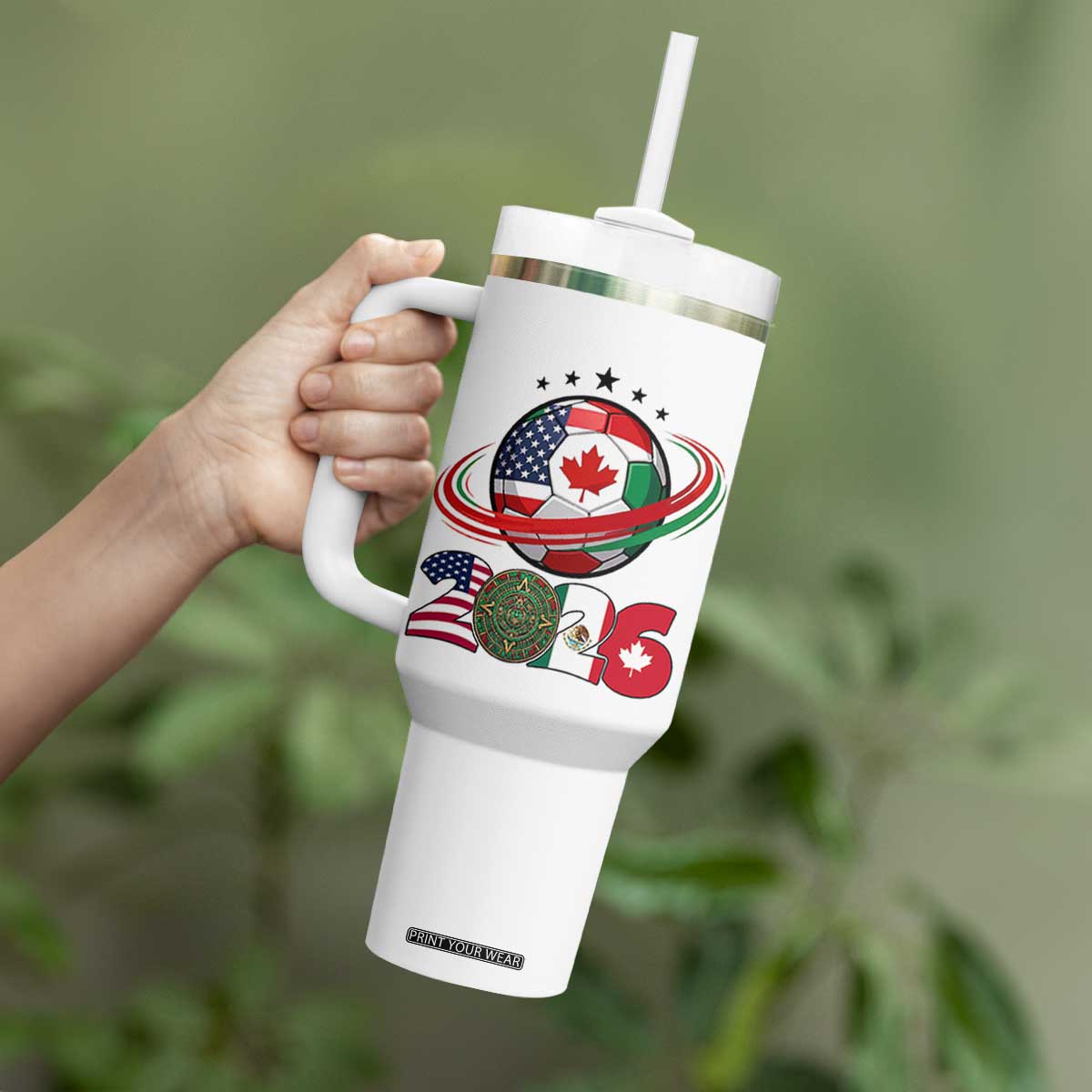 USA Mexico Canada Tumbler With Handle 2026 Football Fan Gift TS12 Print Your Wear