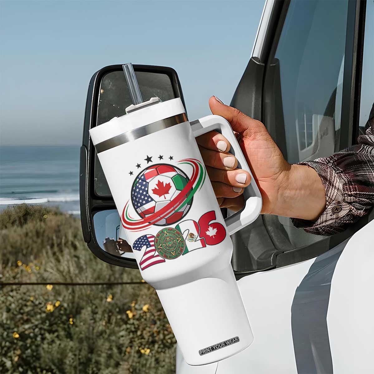 USA Mexico Canada Tumbler With Handle 2026 Football Fan Gift TS12 Print Your Wear