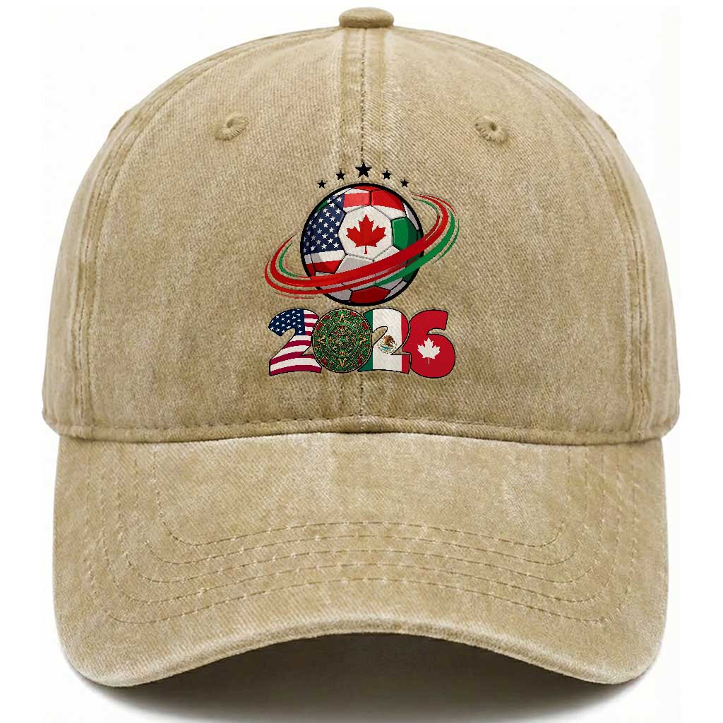 USA Mexico Canada Washed Cotton Baseball Cap 2026 Football Fan Gift TS12 Print Your Wear