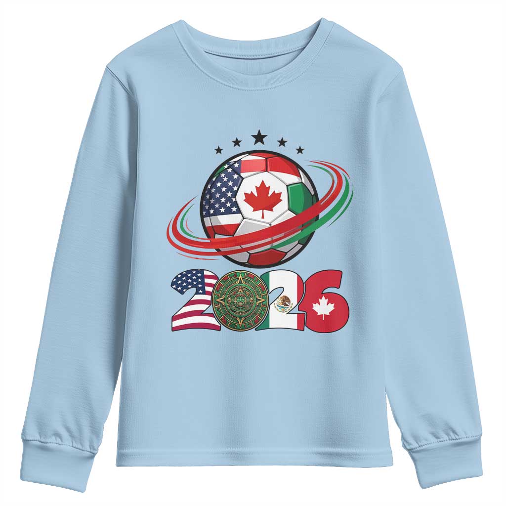 USA Mexico Canada Youth Sweatshirt 2026 Football Fan Gift TS12 Light Blue Print Your Wear