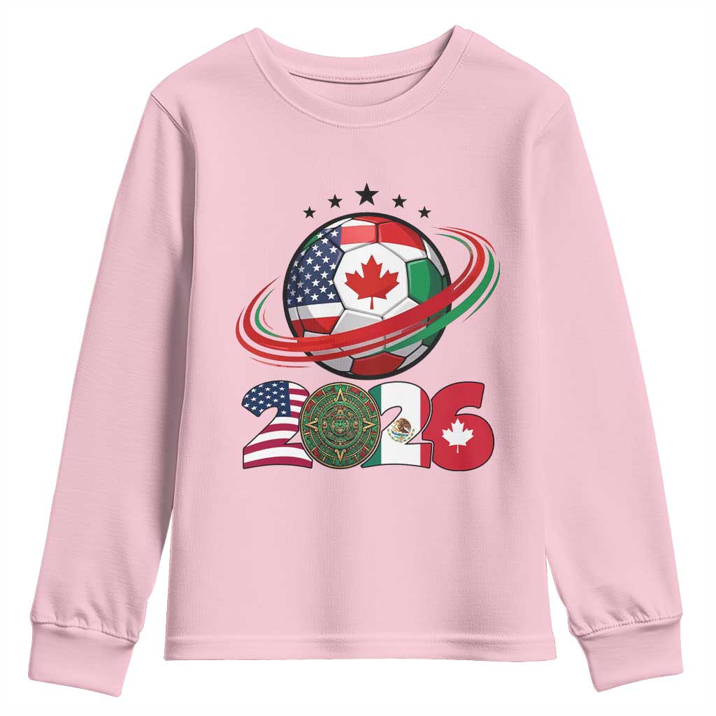 USA Mexico Canada Youth Sweatshirt 2026 Football Fan Gift TS12 Light Pink Print Your Wear