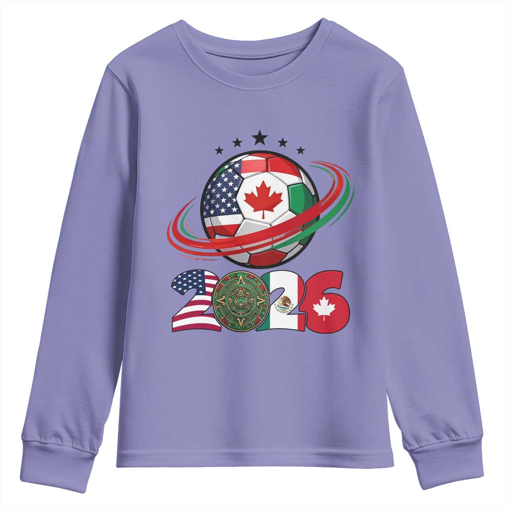 USA Mexico Canada Youth Sweatshirt 2026 Football Fan Gift TS12 Violet Print Your Wear
