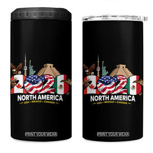 2026 North American Football Supporters 4 in 1 Can Cooler Tumbler TS12 One Size: 16 oz Black Print Your Wear