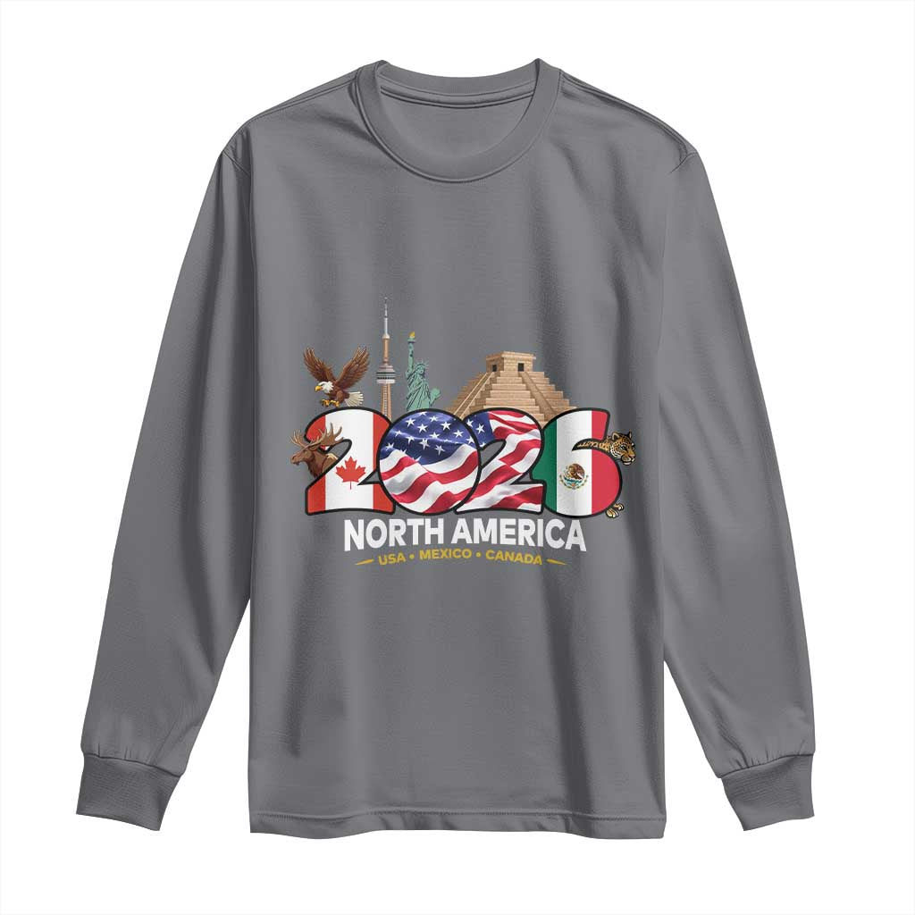 2026 North American Football Supporters Long Sleeve Shirt TS12 Charcoal Print Your Wear
